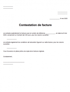 Lettre De Contestation D Une Facture Jureca